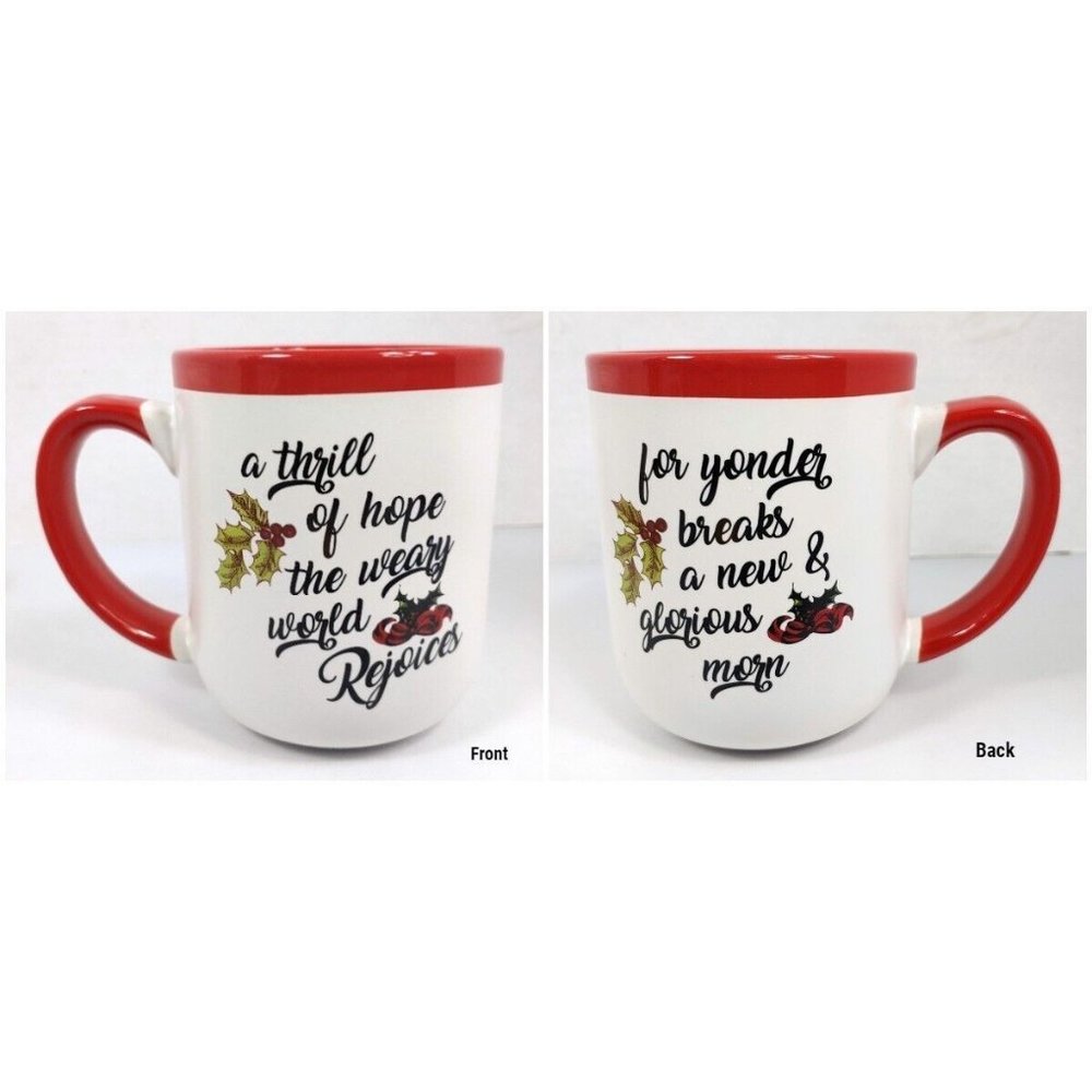 O Holy Night Lyrical 18oz Large Christmas Coffee/Tea Mug - Abbey & CA Red/White